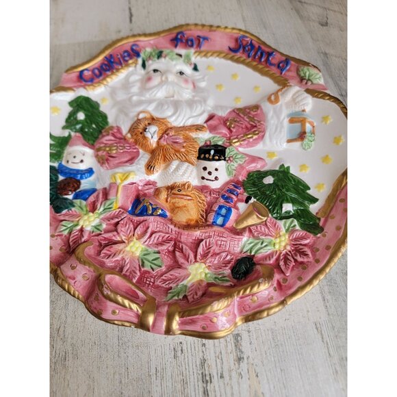 Cookies for‎ Santa vintage ceramic plate home decor xmas snowman - Picture 2 of 7